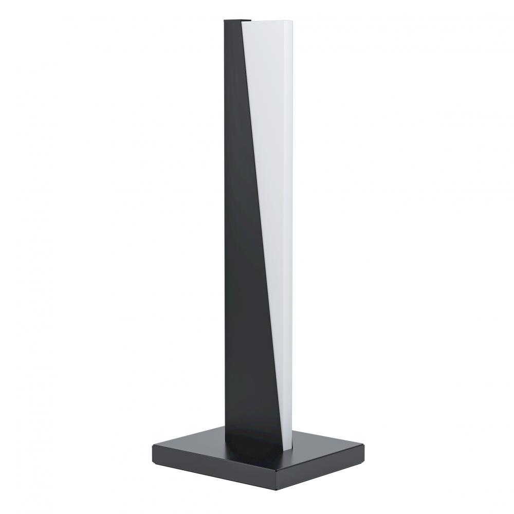 Integrated LED Table Lamp With Structured Black Finish and White Acrylic Shade