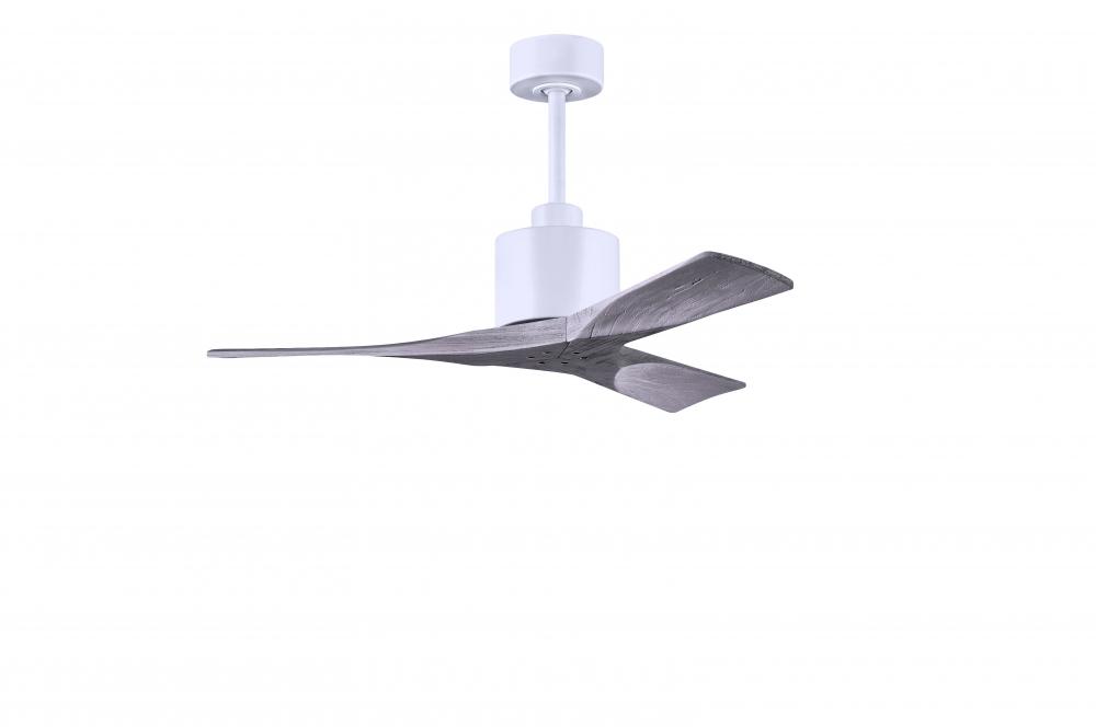 Nan 6-speed ceiling fan in Matte White finish with 42” solid barn wood tone wood blades