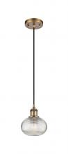 Innovations Lighting 516-1P-BB-G555-6CL - Ithaca - 1 Light - 6 inch - Brushed Brass - Cord hung - Mini Pendant
