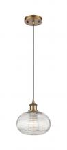 Innovations Lighting 516-1P-BB-G555-8CL - Ithaca - 1 Light - 8 inch - Brushed Brass - Cord hung - Mini Pendant
