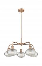 Innovations Lighting 516-5CR-AC-G555-6CL - Ithaca - 5 Light - 24 inch - Antique Copper - Chandelier