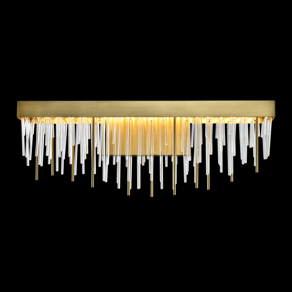 LED 3CCT 26" Unique Waterfall Shade Aged Brass Crystal Vanity Light