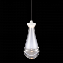 ZEEV Lighting MP10902-LED-MW - LED 3CCT 1-Light Heavy Clear Rain Drop Glass Matte White Mini-Pendant Light