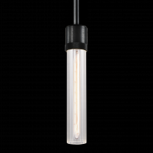 ZEEV Lighting P11708-E26-SBB-G3 - 3" E26 Cylindrical Pendant Light, 12" Fluted Glass and Satin Brushed Black Finish