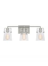 Visual Comfort & Co. Studio Collection DJV1033BS - Crofton Modern 3-Light Bath Vanity Wall Sconce in Brushed Steel Silver Finish