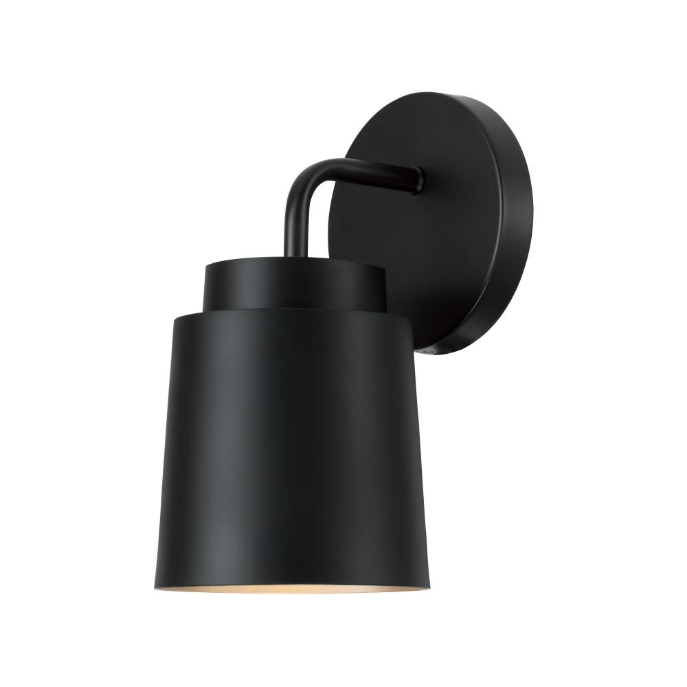 5"W x 9.50"H Sconce in Matte Black with Soft Gold Interior